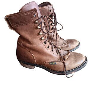 Vintage Women's Packer Boots 8.5 M Leather Lace-Up Cowgirl Ranch Wife AdTech